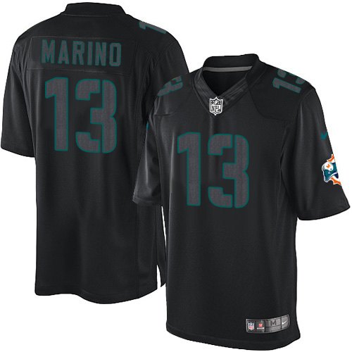 Men's Elite Dan Marino Nike Jersey Black - #13 Impact NFL Miami Dolphins